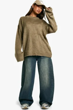 Jumpers|Knitwear*boohoo Super Soft Round Neck Jumper olive