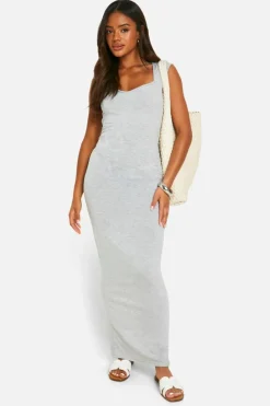 Bodycon Dresses*boohoo Super Soft Sweetheart Neck Cap Sleeve Maxi Dress grey marl