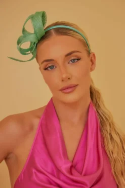 Hair Accessories*My Accessories London Swirl Sinamay Fascinator Green