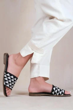 Sandals*Where's That From Sycamore' Flat Sandals With Textured Single Band Black