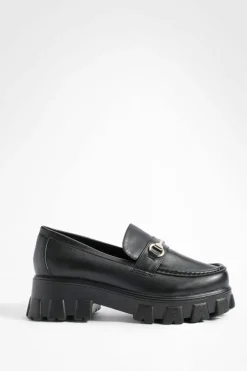 Flats*boohoo T Bar Pu Chunky Loafers black