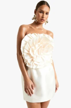 Bodycon Dresses*boohoo Taffeta Corsage Mini Dress cream