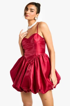 Skater Dresses*boohoo Taffeta Puffball Mini Dress plum