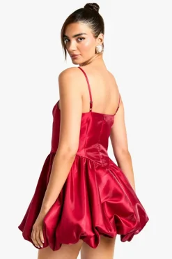 Skater Dresses*boohoo Taffeta Puffball Mini Dress plum