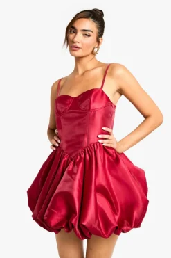 Skater Dresses*boohoo Taffeta Puffball Mini Dress plum