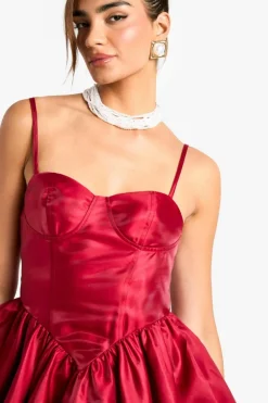 Skater Dresses*boohoo Taffeta Puffball Mini Dress plum