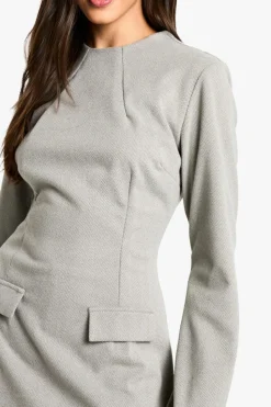Mini Dresses|Long Sleeve Dresses*boohoo Tailored Long Sleeve A Line Mini Dress taupe