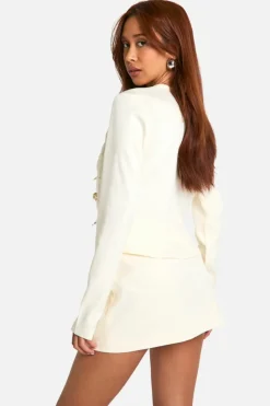 Long Sleeve Tops*boohoo Tailored Micro Belt Long Sleeve Smock Top ivory