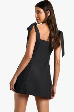 Skater Dresses|Suits & Tailoring*boohoo Tailored Tie Shoulder Mini Dress charcoal