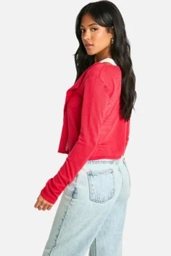 Cardigans*boohoo Tall High Neck Cardigan red