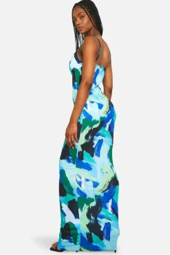 Bodycon Dresses*boohoo Tall Abstract Cowl Maxi Dress blue