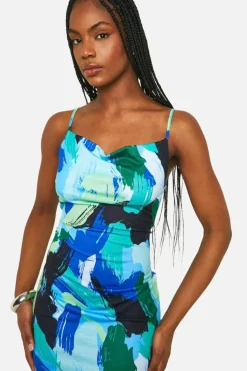 Bodycon Dresses*boohoo Tall Abstract Cowl Maxi Dress blue