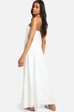 Maxi Dresses|Dresses*boohoo Tall Bead Detail Linen Look Maxi Dress white