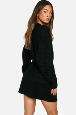 Jumper Dresses|Jumper Dresses*boohoo Tall Belted Knitted Jumper Dress black