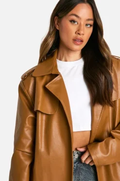 Up To 80% Off Winter Warmers|Trench Coats*boohoo Tall Belted Short Trench Coat camel