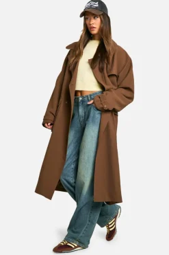Up To 80% Off Winter Warmers|Trench Coats*boohoo Tall Belted Trench Coat dark brown