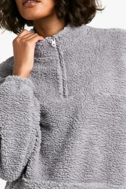 Sweatshirts|Athleisure*boohoo Tall Borg Half Zip Sweatshirt grey