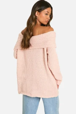 Jumpers|Jumpers & Cardigans*boohoo Tall Boucle Bardot Jumper light pink