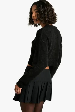 Cardigans|Jumpers & Cardigans*boohoo Tall Boucle High Neck Cardigan black