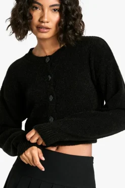 Cardigans|Jumpers & Cardigans*boohoo Tall Boucle High Neck Cardigan black