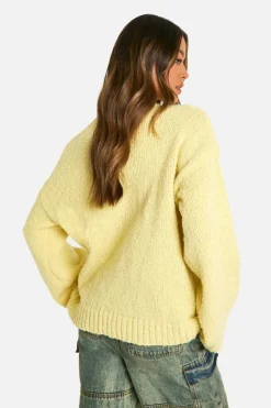 Oversized Jumpers|Jumpers*boohoo Tall Boucle Oversized Jumper butter