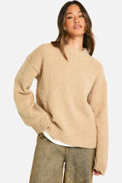 Oversized Jumpers*boohoo Tall Boucle Oversized Jumper sand