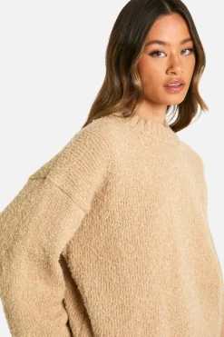 Oversized Jumpers*boohoo Tall Boucle Oversized Jumper sand