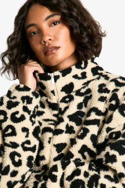 Up To 80% Off Winter Warmers|Bomber Jackets*boohoo Tall Boxy Print Teddy Bomber Jacket leopard