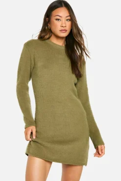 Jumper Dresses|Jumper Dresses*boohoo Tall Brushed Knitted Jumper Dress khaki