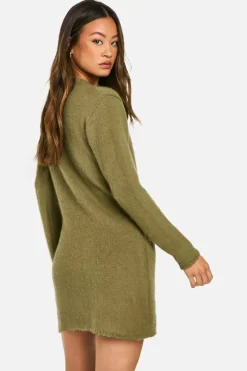 Jumper Dresses|Jumper Dresses*boohoo Tall Brushed Knitted Jumper Dress khaki