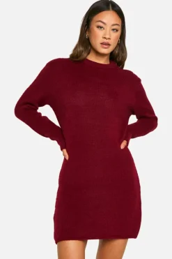 Jumper Dresses|Jumper Dresses*boohoo Tall Brushed Knitted Jumper Dress wine
