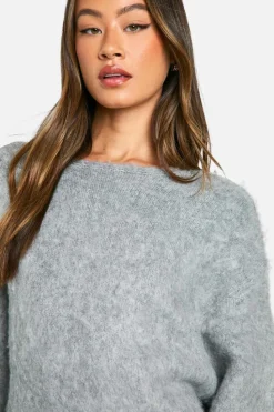 Jumper Dresses|Jumper Dresses*boohoo Tall Brushed Low Back Oversized Jumper Dress grey