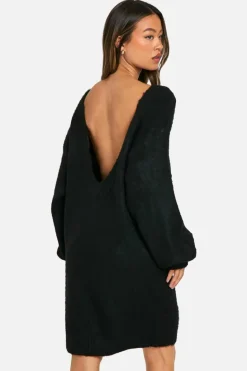 Jumper Dresses|Jumper Dresses*boohoo Tall Brushed Low Back Oversized Jumper Dress black