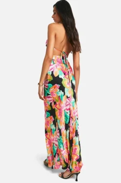 Maxi Dresses|Dresses*boohoo Tall Chiffon Jacquard Floral Cut Out Maxi Dress black