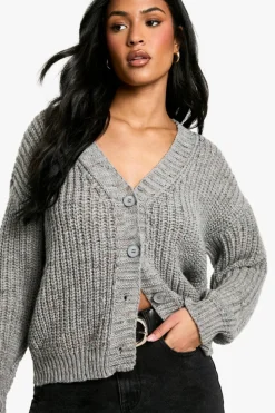 Cardigans|Jumpers & Cardigans*boohoo Tall Chunky Knit Cardigan grey