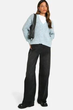Cardigans*boohoo Tall Chunky Knit Cardigan light blue