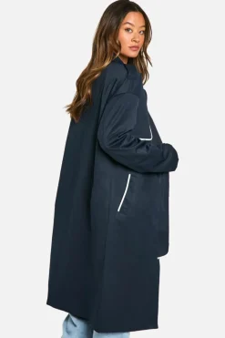 Up To 80% Off Winter Warmers|Trench Coats*boohoo Tall Contrast Binding Detail Trench Coat navy