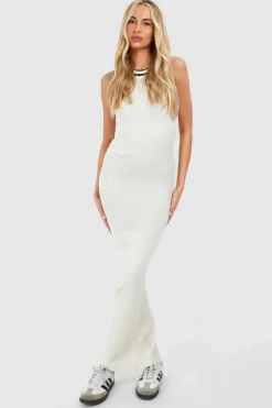 Jumper Dresses|Jumper Dresses*boohoo Tall Contrast Knitted Maxi Dress white