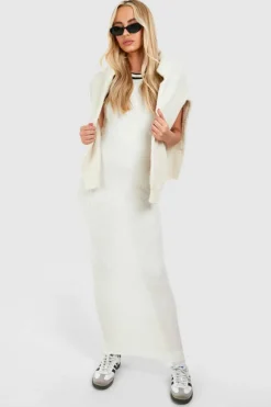 Jumper Dresses|Jumper Dresses*boohoo Tall Contrast Knitted Maxi Dress white