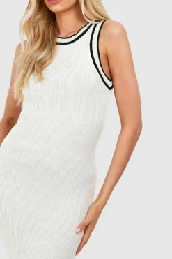 Jumper Dresses|Jumper Dresses*boohoo Tall Contrast Knitted Maxi Dress white