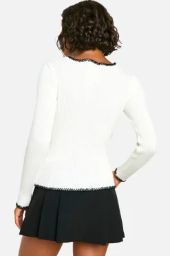 Jumpers|Jumpers & Cardigans*boohoo Tall Contrast Stitch Ribbed Jumper cream