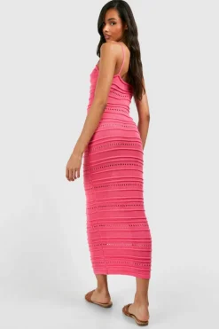 Jumper Dresses|Jumper Dresses*boohoo Tall Crochet Knitted Cut Out Beach Midaxi Dress fuchsia