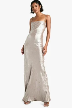Maxi Dresses|Dresses*boohoo Tall Diamante Satin Maxi Slip Dress silver