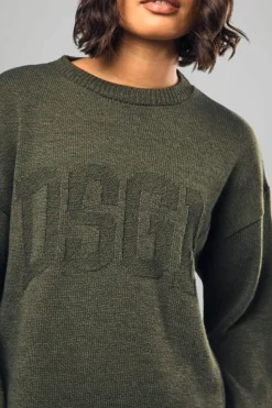 Jumpers|Dsgn Studio*boohoo Tall DSGN Knitted Marl Reverse Stitch Jumper khaki