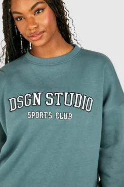 Sweatshirts|Hoodies & Sweatshirts*boohoo Tall Dsgn Studio Applique Sweatshirt teal