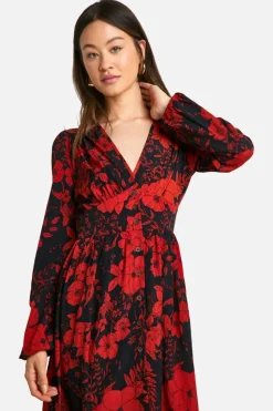 Maxi Dresses*boohoo Tall Floral Print Button Through Plunge Maxi navy