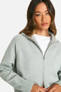 Cardigans|Jumpers & Cardigans*boohoo Tall Funnel Neck Zip Through Cardigan grey