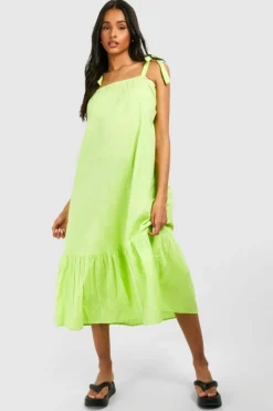 Smock Dresses*boohoo Tall Halter Tiered Midaxi Dress lime
