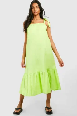 Smock Dresses*boohoo Tall Halter Tiered Midaxi Dress lime