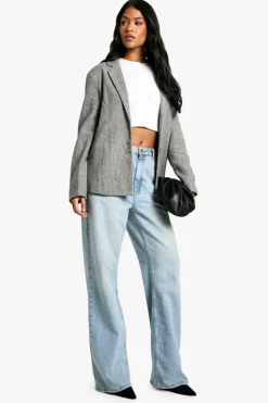 Up To 80% Off Winter Warmers|Suits & Tailoring*boohoo Tall Herringbone Wool Look Blazer grey